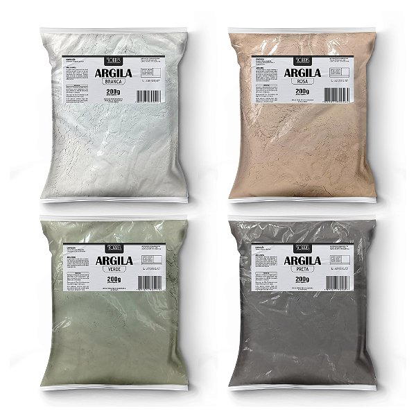 Combo 4 Argilas Skincare (Verde, Rosa, Branca E Preta) 200g