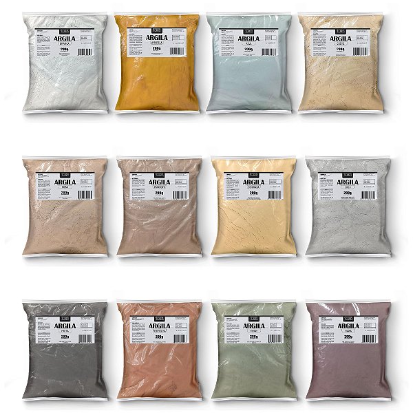 Argila 200g para máscara facial cores diversas