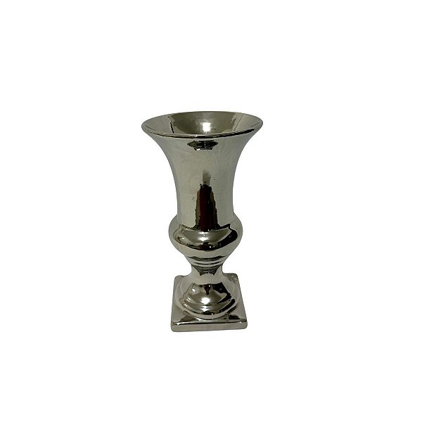 Vaso cerâmica taça prata M