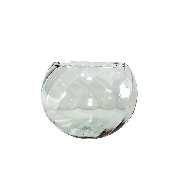 Vaso aquário de vidro transparente grande rigado
