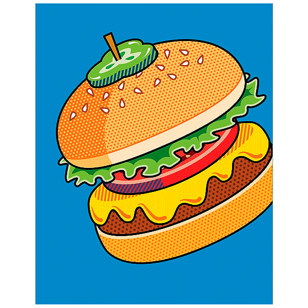 QUADRO DE METAL M - HAMBURGUER SPLASH ART