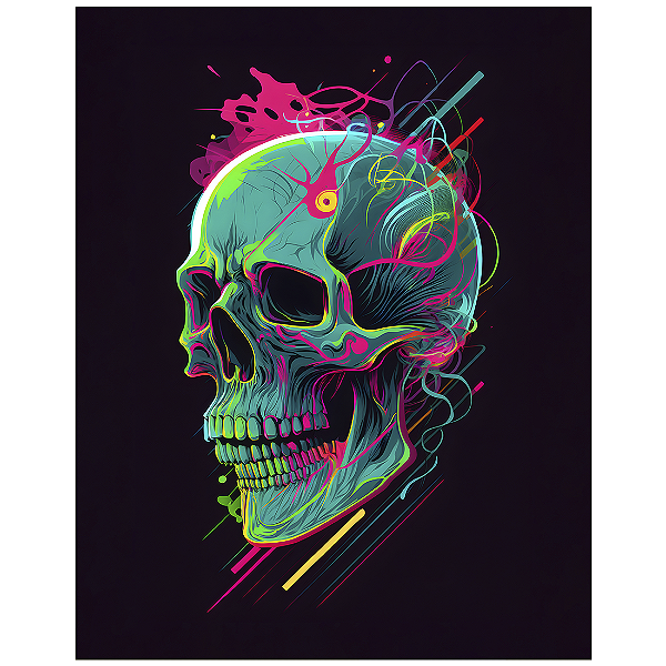 QUADRO DE METAL G - SPLASH ART CAVEIRA COLORS