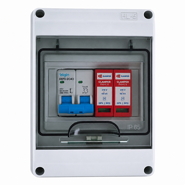 Quadro Elétrico IP65 Disjuntor Bipolar 40A + 2 DPS Clamper