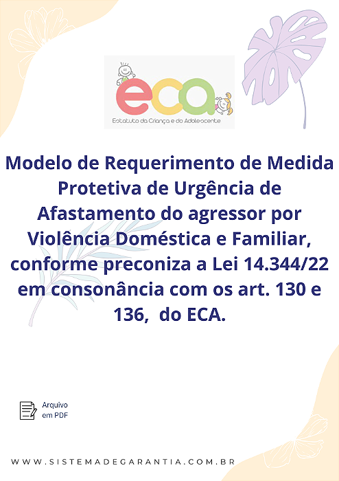 Modelo de Requerimento de Medida Protetiva de Urgência de Afastamento do agressor