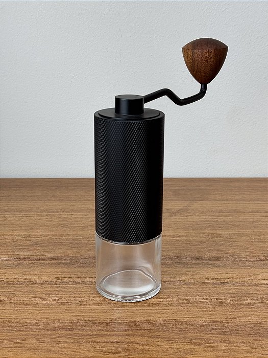 Moedor de Café Manual Inox Cinza e Vidro
