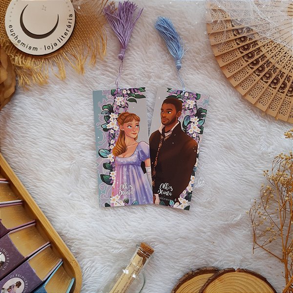 Casal de marcadores Duque e Duquesa de Hastings com tassel (Coleção Os Bridgertons)
