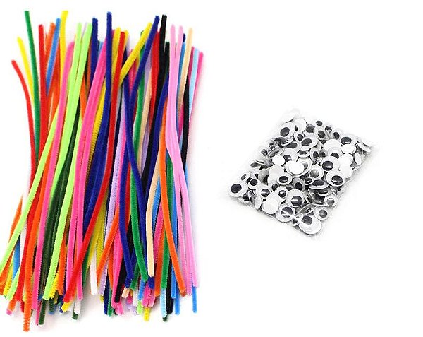 20 Limpador De Cachimbo Colorido + 20 Olhinhos Móveis