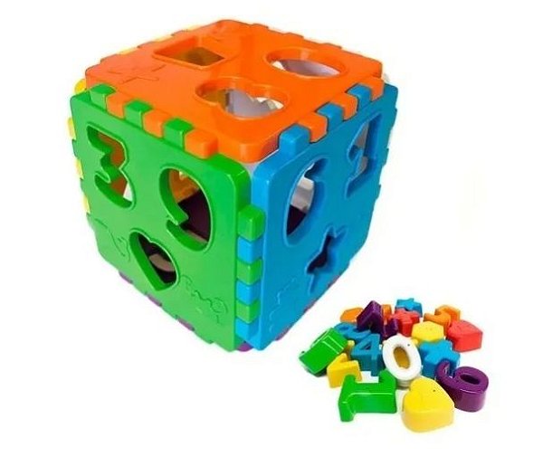 Brinquedo Cubo De Encaixe Educativo Colorido Kendy 19 Peças
