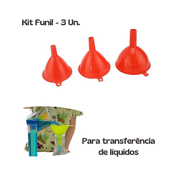 Funil de Plástico 3 Peças Montessori Transferência de Líquidos
