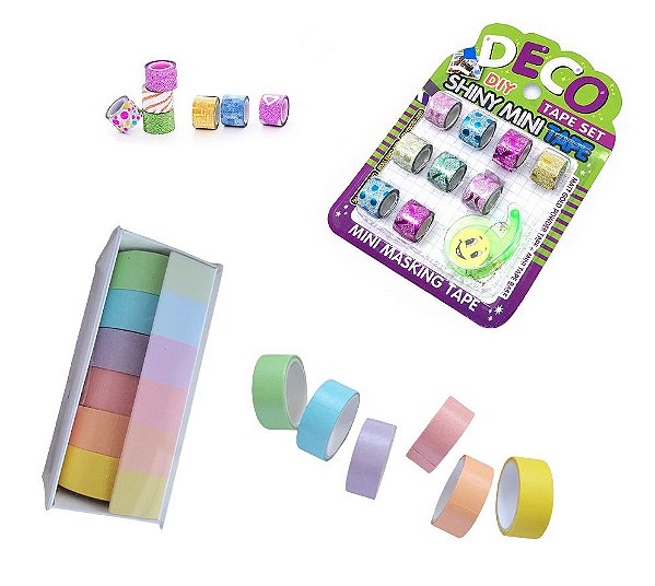 Kit Fitas Adesivas Decorativa DIY Washi Tape 13 peças