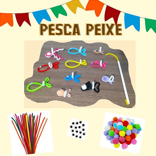 Pesca Peixe + Kit Atividade Diy Escola Junina Festa Em Geral