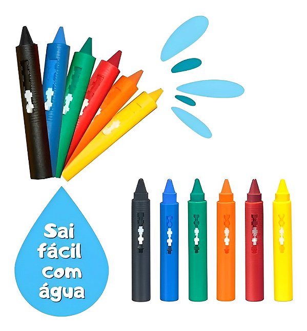 Giz De Banho Caneta Rabisca Apaga Divertido Lavável Atóxica