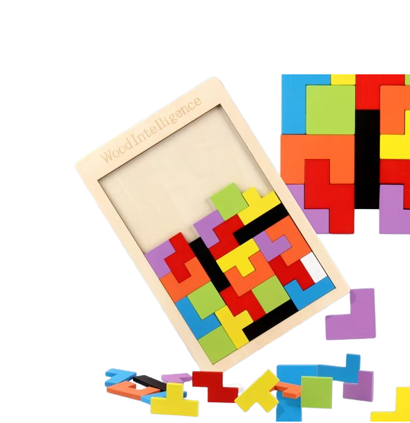 Brinquedo Educativo Tetris Madeira Jogo Encaixe De Peças