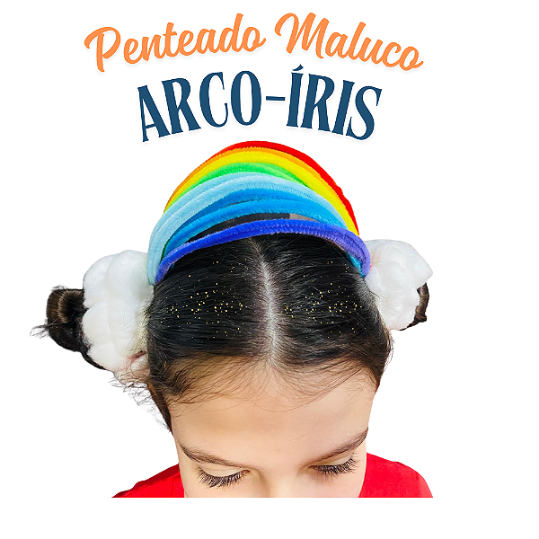 Itens Cabelo Maluco Penteado Criativo Tema ARCO-IRIS Divertido Festas Escolas Aproveite!