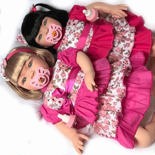 Boneca Bebê Reborn 2 Lindas Loira e Morena Pronta Entrega
