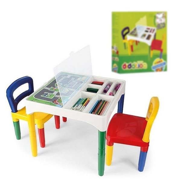 Mesa Com Cadeiras Didática Infantil Poliplac Para Atividades