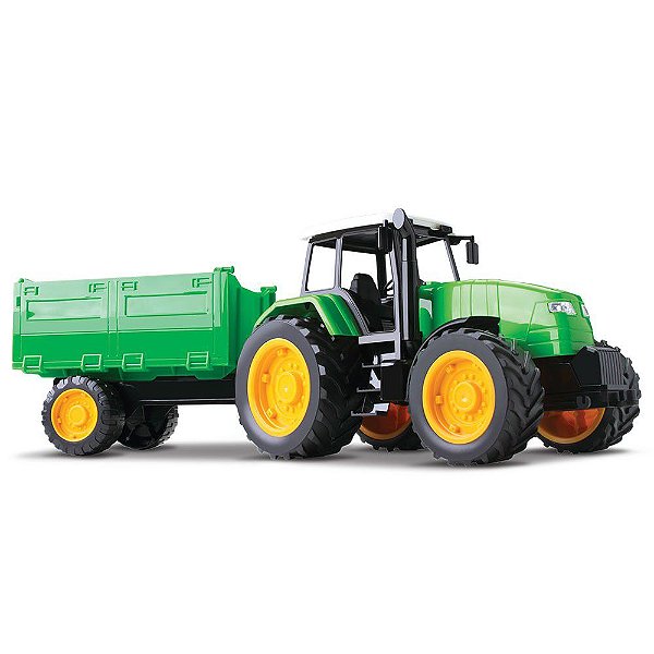 Coleção Infantil Agromak Trator Fazendinha Verde Com Carreta