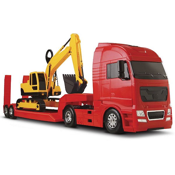 Carreta Brinquedo Diamond Truck e Trator Escavadeira Roma
