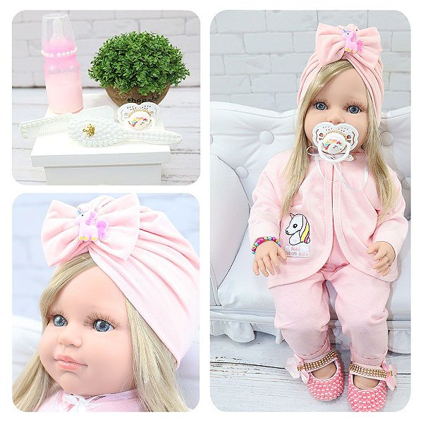 Bebê Reborn Menina Boneca Real Loira Com Acessórios Bolsa