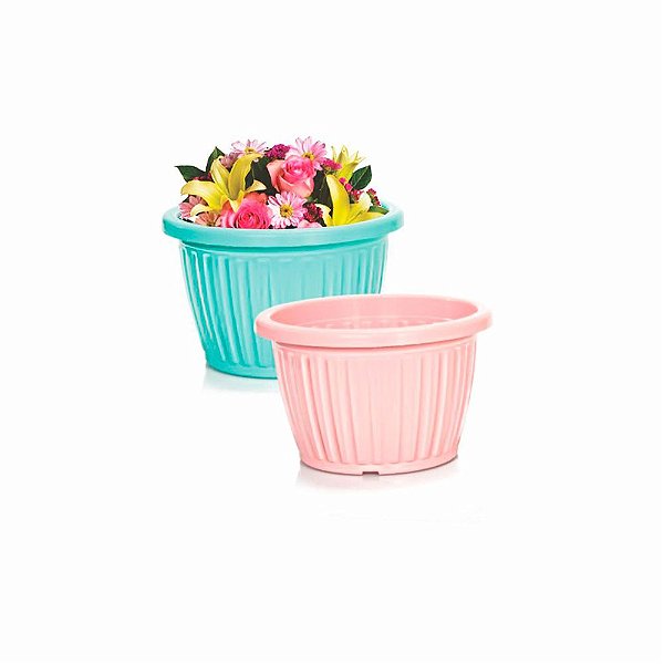 Vaso De Planta Decorativo Redondo Modelo Canelado 1200 Ml