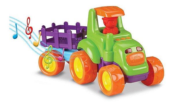 Carrinho Trator Infantil Baby Truck Com Som E Luz Roma