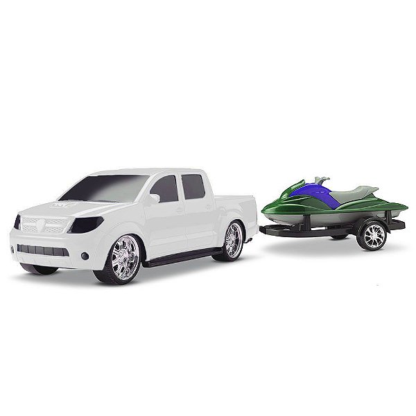 Brinquedo Infantil Pick Up Vision Toyota Branco C/ Jet Ski