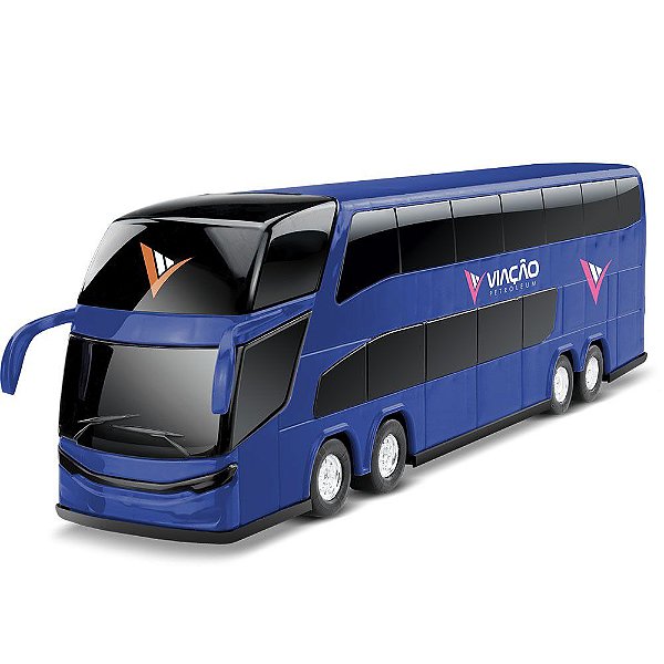 Brinquedo Coleção Petroleum Ônibus 2 Andares Azul 30Cm Roma