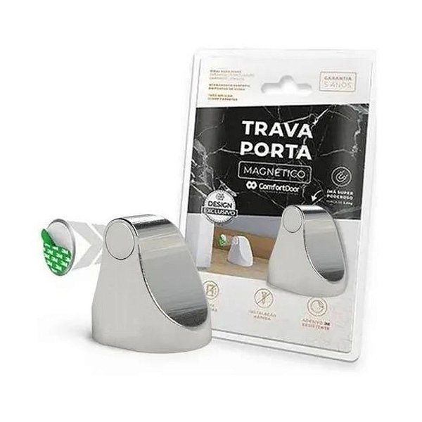 Fixador Trava Portas Magnético Resistente E Cromado Comfort