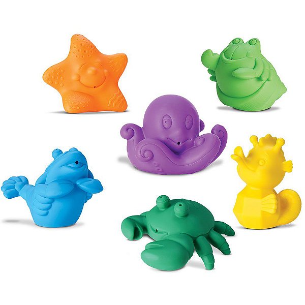 Coleção Bichinhos Frutos Do Mar 6 Brinquedos P/ Banho