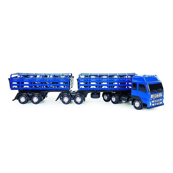 Caminhão Bitrem Azul 20 peças Poliplac Brinquedos Kids