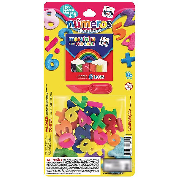 Molde de Números Divertidos Brinquedo 6 Cores de Massinha