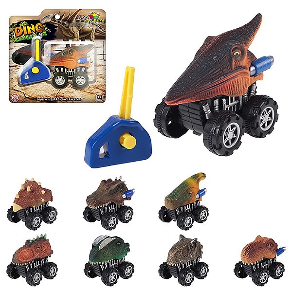 Mini Carrinho Dinossauro Animal Com Lançador Brinquedo Carro