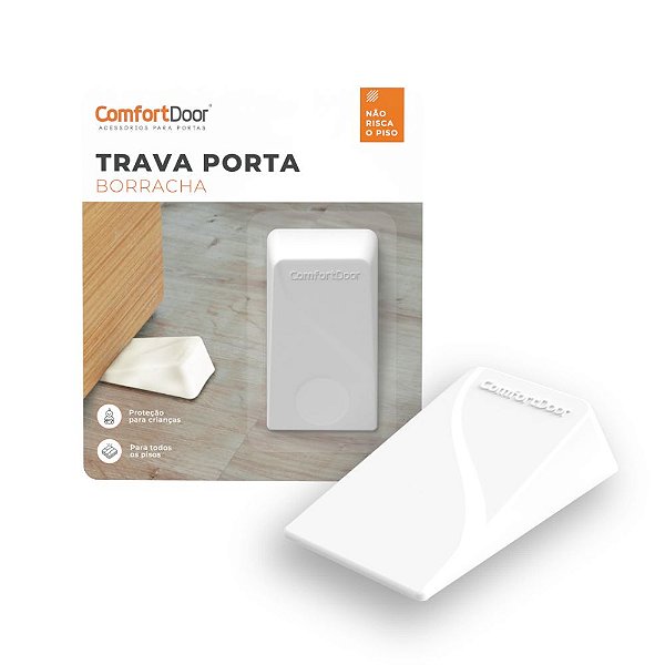 Trava Calço Cunha De Porta Em Borracha Branco Trava Porta