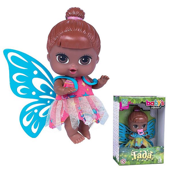 Babys Coleção Boneca Infantil Fadinha Negra Menina Fada Asas