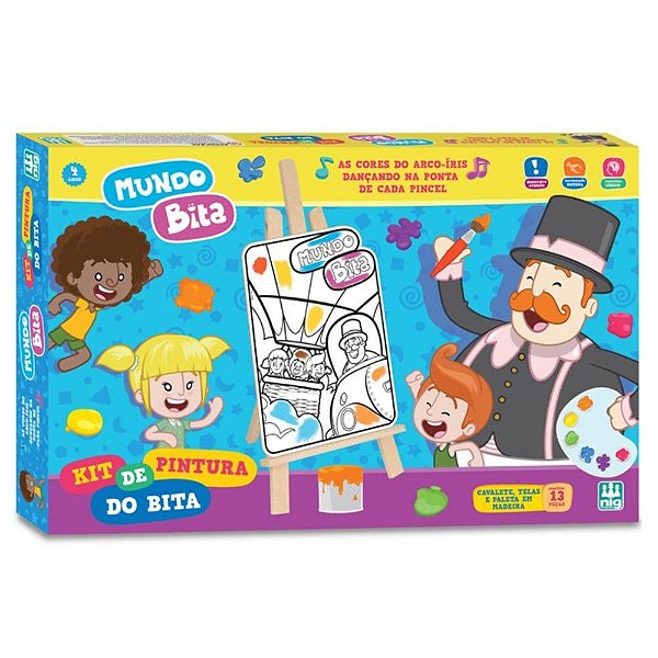 Kit De Pinturas Com Telas E Tinta Guache Coleção Mundo Bita