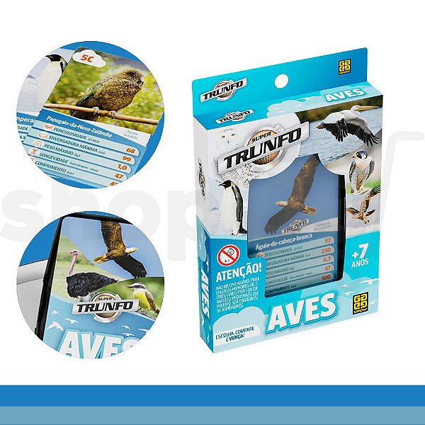 Jogo Cartas Super Trunfo Aves Baralho 32 Unidades C/ Fotos
