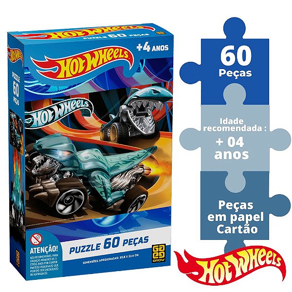 Puzzle Exercício Lógico Educativo Imagem Hotweels 60 Peças