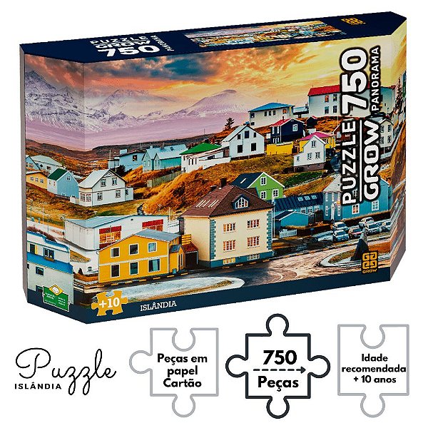 Quebra Cabeça Pintura Panorama Islândia Raciocínio 750 Pçs