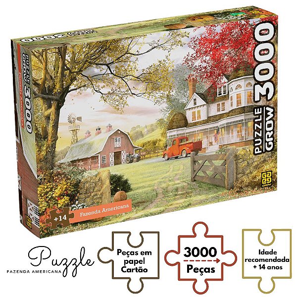 Puzzle Pintura Fazenda Americana Exercício Mental 3000 Peças
