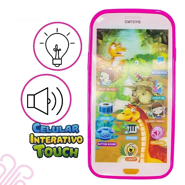 Smartphone Interativo Touch Celular Brinquedo Infantil Rosa
