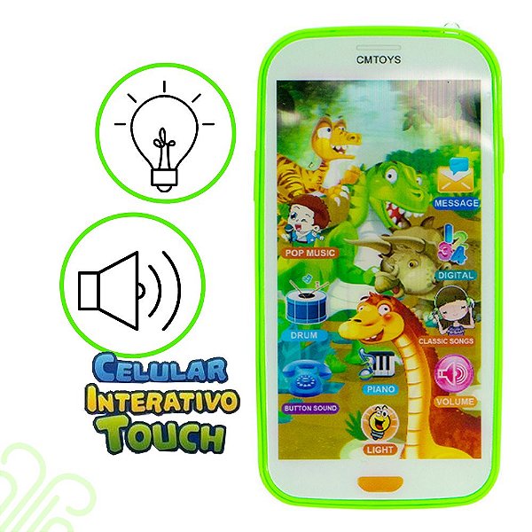 Brinquedo Musical Interativo Infantil Celular Verde Didático