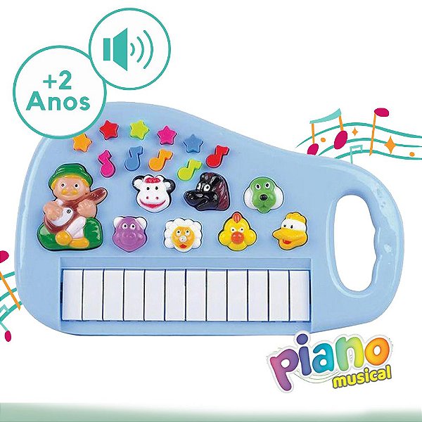Tecladinho Sons Animais de Fazenda Brinquedo Educativo Azul