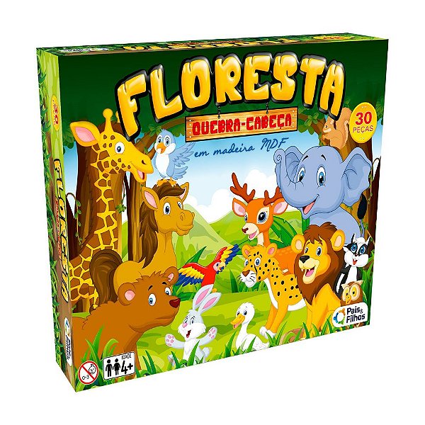 Quebra Cabeça Infantil Menino Menina 30 Pçs Madeira Floresta