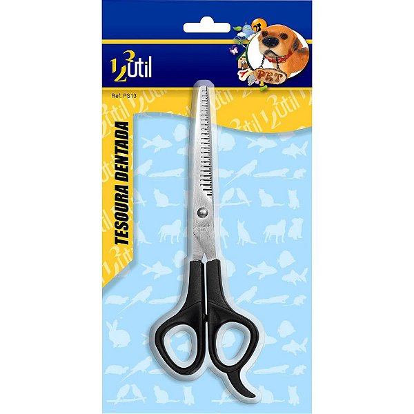 Acessório Pet Shop Tesoura Reta Semi Dentada Tosa Cães Gatos