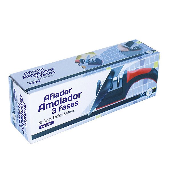 Amolador Facas Multiuso Afiador Manual 3 Fases Com Suporte
