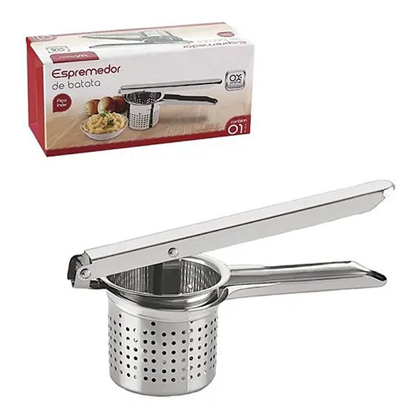 Amassador Espremedor De Batatas Purê Legumes Aço Inox Manual