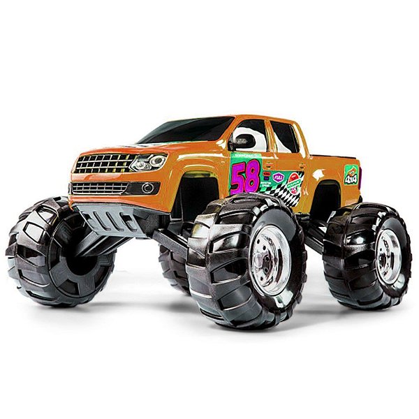 Carrinho Infantil Super Picape Monster Laranja Poliplac