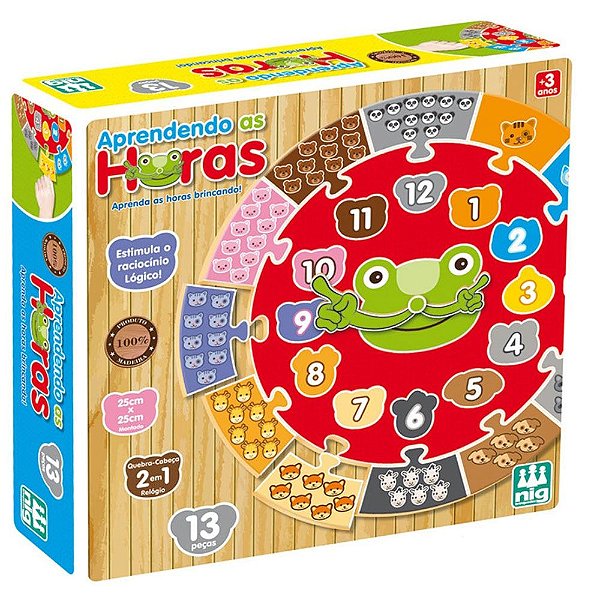 Jogo Aprendendo As Horas Madeira Pedagógico Educativo Nig