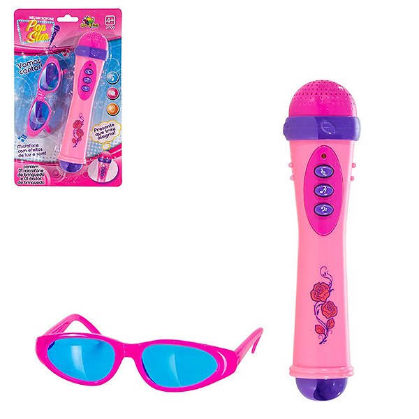 Óculos Microfone Conjunto Pop Star Com Luz e Som P/ Criança