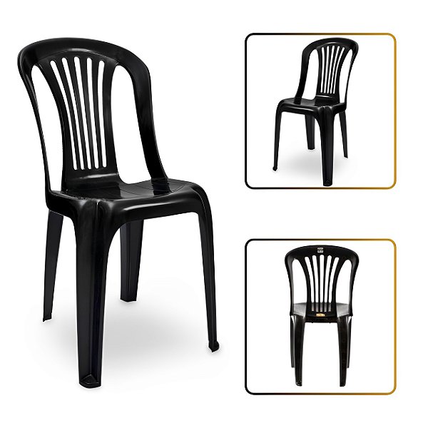 Cadeira Bistrô Preta de Plástico Resistente